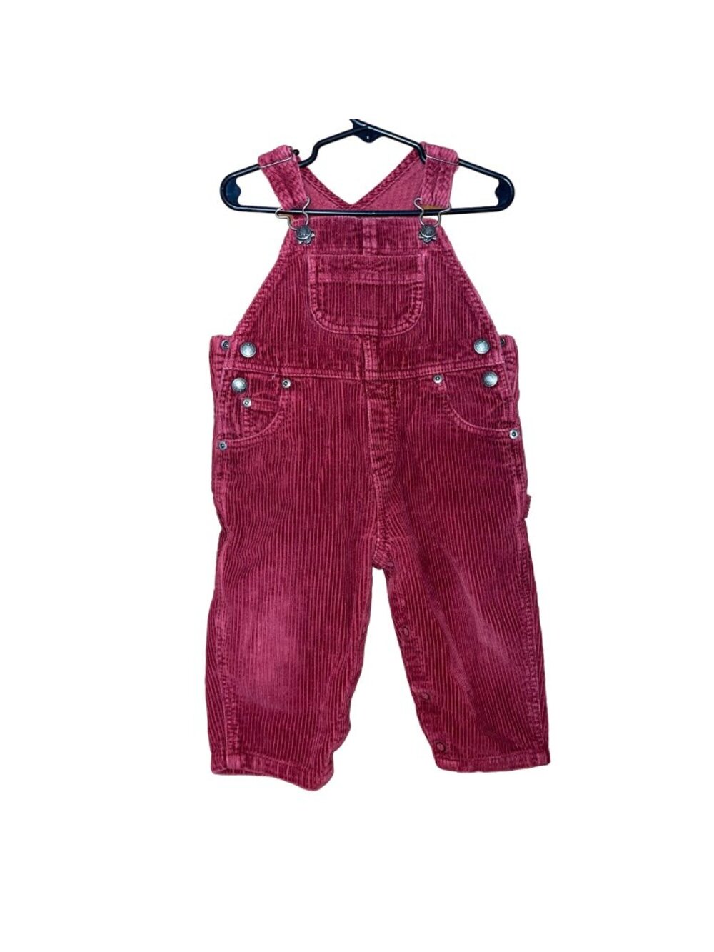 Vintage Lands' End Red Corduroy Overalls With Snaps & Crossback Design 18 Months